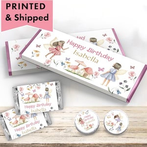 Flutter & Twirl Fairy Birthday  Whimsical Enchanted Pixie Fairy Party - Hershey chocolate bar wrappers, mini candy labels kiss stickers FA03