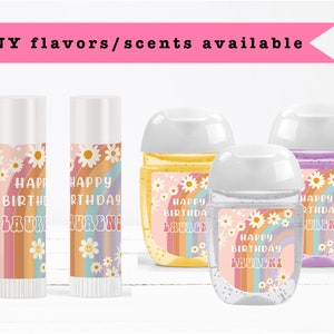 Groovy Boho Daisy Rainbow Retro Hippie Floral Peace  Lip Balms Chap Stick or Hand Wash - Best Party Favor Idea