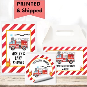 Firetruck Fire Truck Sound The Alarm Watercolor - PRINTED GLOSSY LABELS - For Party Favor Bags, Gable Boxes, Gift Bags, Round Sticker FI05
