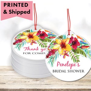 Summer Tropical Flowers Floral Hibiscus Luau Aloha Watercolor Any Age Occasion - PRINTED GIFT TAGS -Thank You Card Party Favor Bag Gable Box
