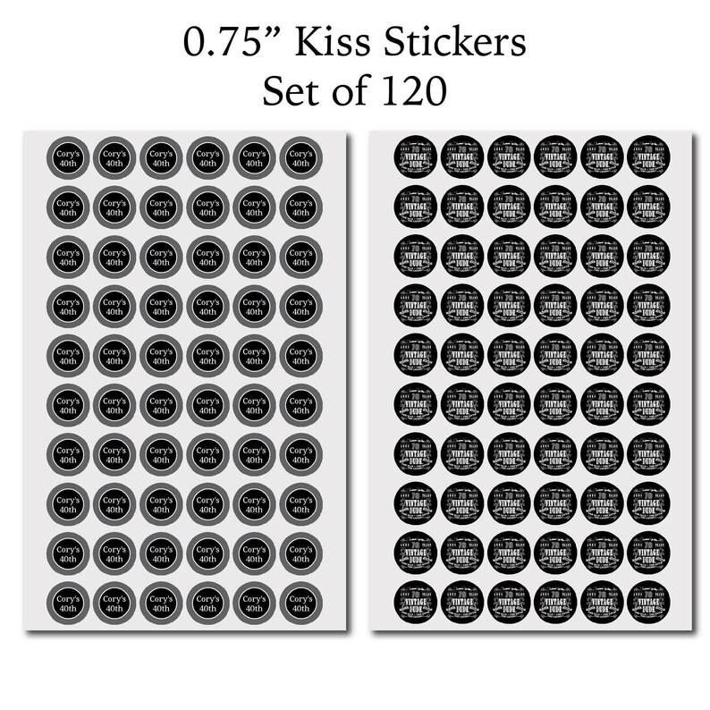 Vintage Dude The Man Myth Legend Men's 70th or Any Age - PRINTED CANDY WRAPPERS Chocolate Kiss Stickers - afbeelding 3