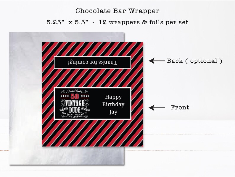 a chocolate bar wrapper is shown with instructions