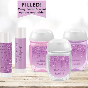 Light Purple Lavender Violet Dripping Glitter Drips Luxury Sparkle Modern  Lip Balms Chap Stick Hand Wash Best Personalized Party Favor DR07