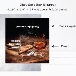 a greeting card with a picture of a cigar and a glass of wine