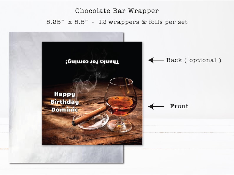 a greeting card with a picture of a cigar and a glass of wine