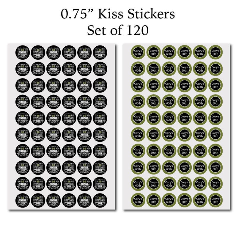 Vintage Dude The Man Myth Legend Men's 60th or Any Age - PRINTED CANDY WRAPPERS Chocolate Kiss Stickers - image 3