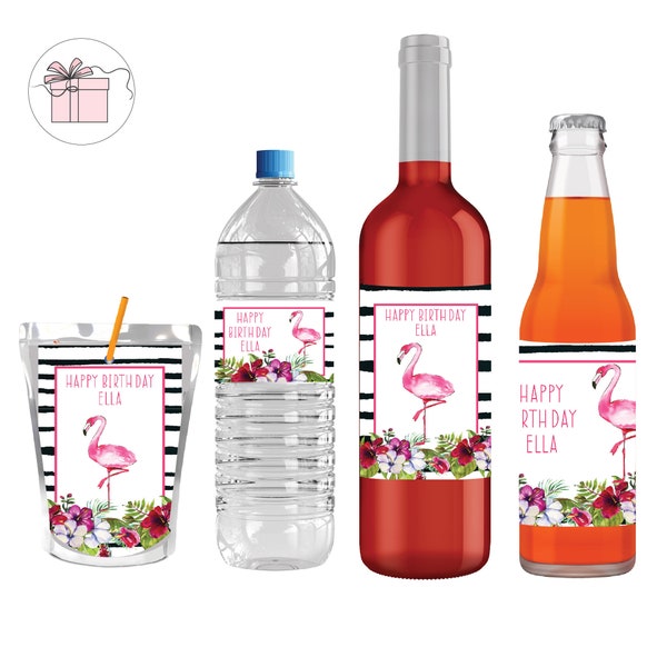 Flamingo Wine Label - Etsy