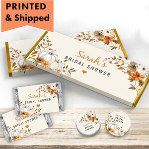 Floral Pumpkin Patch Jack-o Lantern Halloween Thanksgiving Friendsgiving Fall Hershey chocolate bar wrappers, mini candy labels kiss sticker