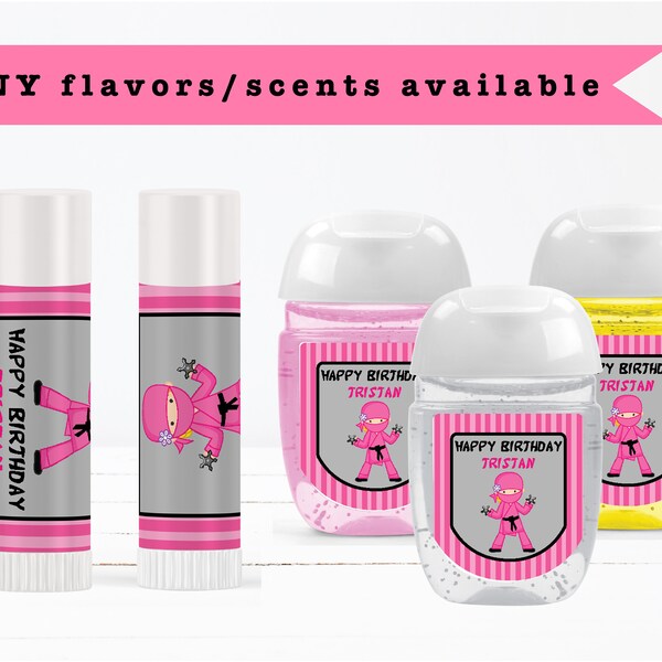 Little Ninja Warrior Karate Girl - Lip Balms Chap Stick or Hand Wash - Best Party Favor Idea