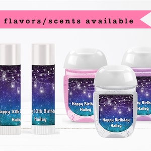 Space Universe Under the Stars Galaxy String Lights Teen Birthday  Lip Balms Chap Stick or Hand Wash - Best Party Favor Idea