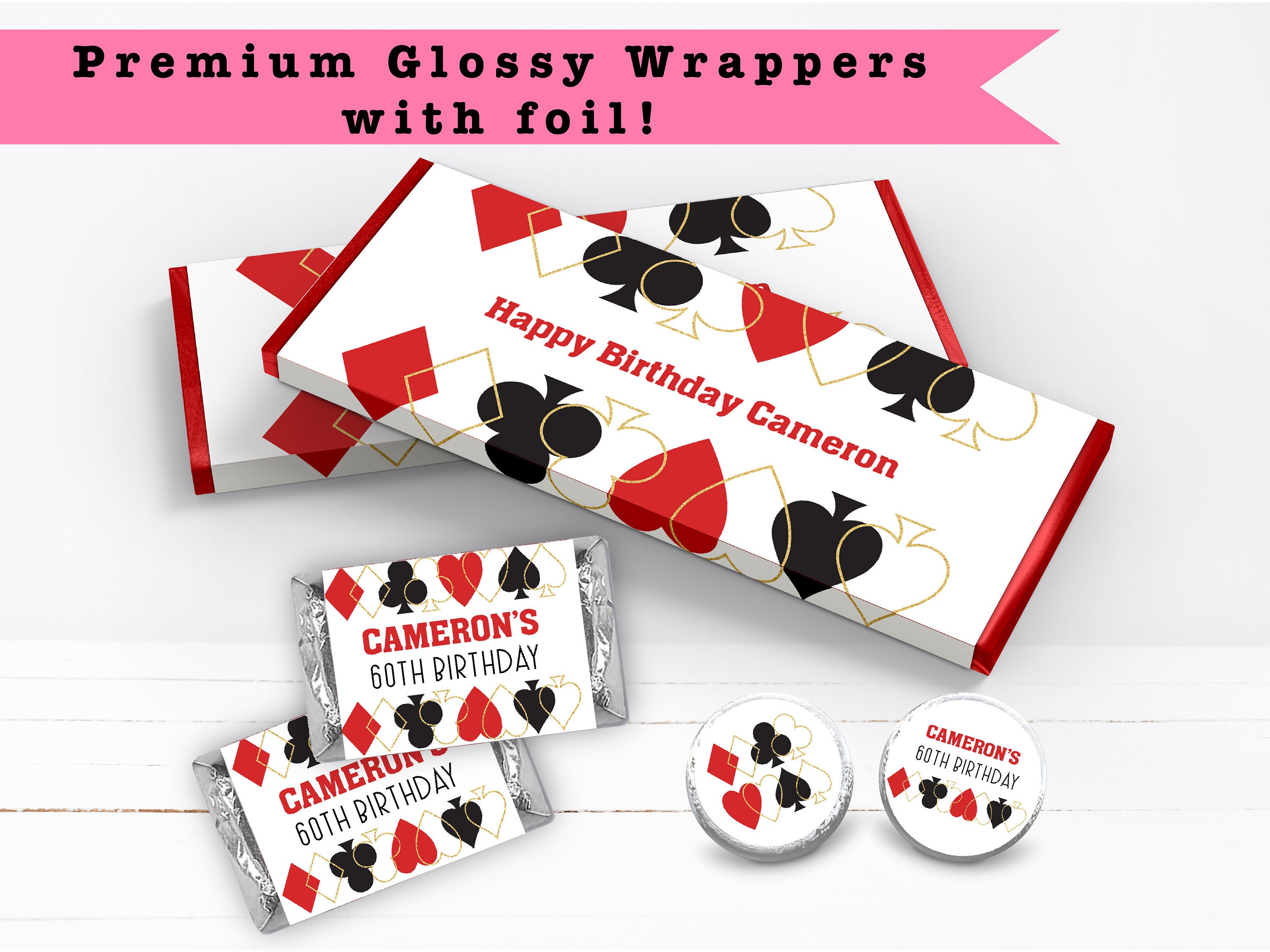Editable Casino Candy Bar Wrapper Poker Chips Chocolate Bar 
