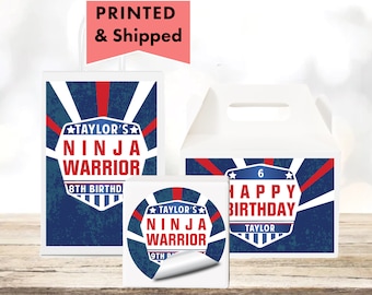 Ninja Warrior Inspired  - PRINTED GLOSSY LABELS - For Party Favor Bags, Gable Boxes, Gift Bags, Round Square Stickers -