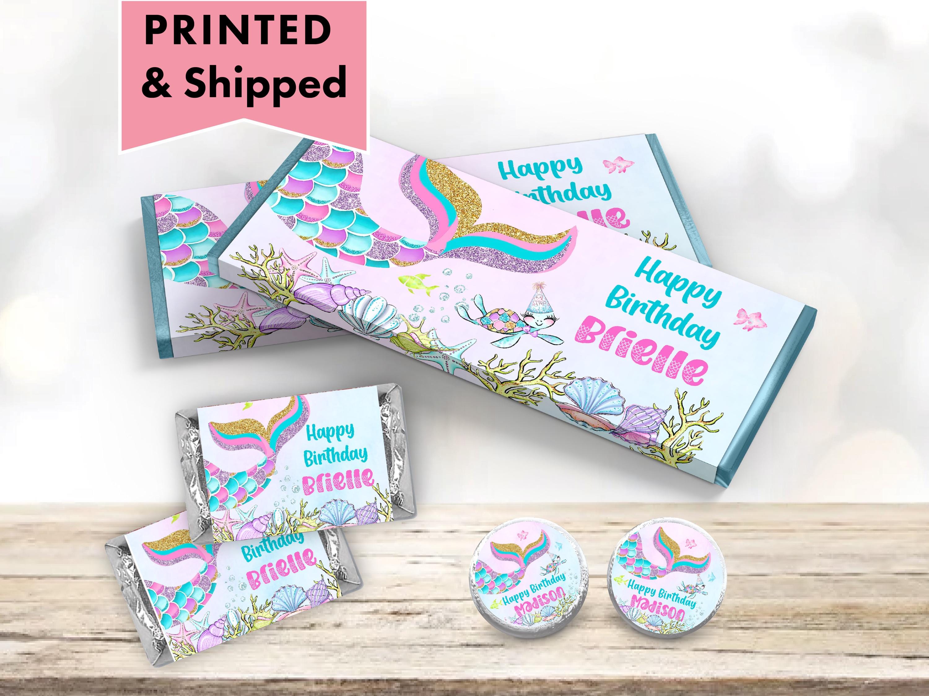 Mermaid Birthday Under the Sea Party Gold Glitter Turtle Pastel Hershey ...