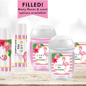 Flamingo Tropical Luau Let's Flamingle - Lip Balms Chap Stick or Hand Wash - Best Party Favor Idea