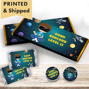VR Virtual Reality Space Planets Game On Video Game Zone  - PRINTED CANDY Bar Wrappers Labels  Chocolate Kiss Stickers - VR01