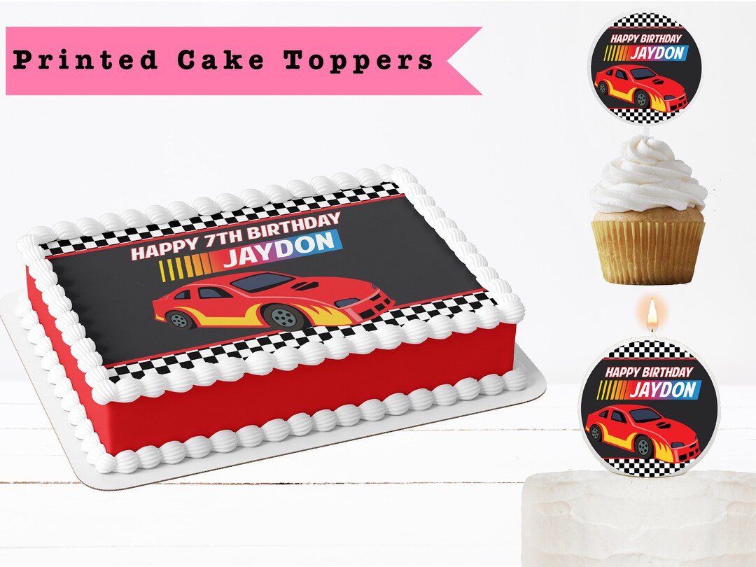 Race Car Nascar Inspired Edible Cake Decorations Cupcake Etsy