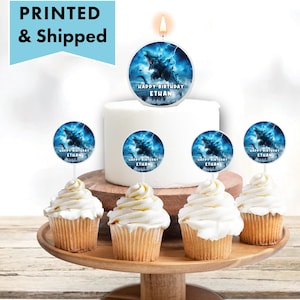 Godzilla Birthday Boys Monster Party, Godzilla King  Cake decorations, candle cake toppers, cupcake pick toppers