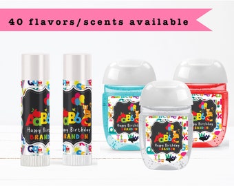 Abc 123 Fun Colorful Alphabet Letters Chalkboard Bright Lip Balms Chap Stick or Hand Wash - Best Party Favor Idea