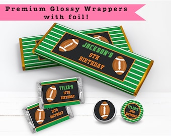 Football Game Time First Year Down Tailgating Touchdown - PRINTED CANDY WRAPPERS Chocolate Kiss Stickers -