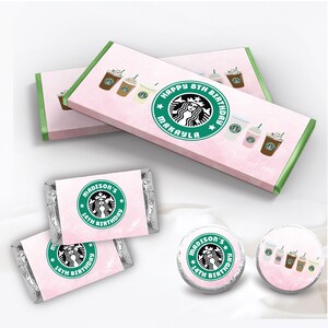 Coffee House Cafe Latte Logo Inspired  - Chocolate Bar Wrappers Kiss Stickers Chocolate Miniature Party Favor Decoration