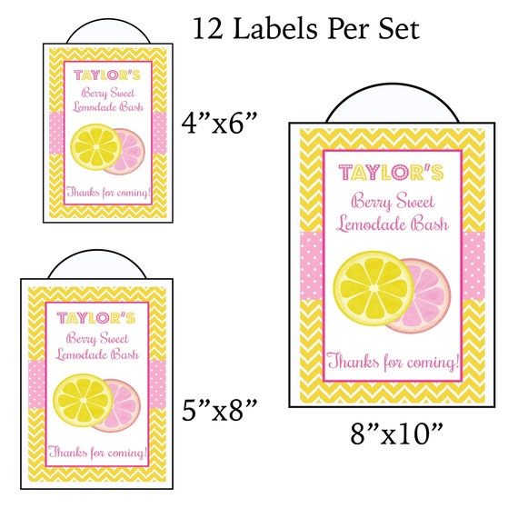 Gift Bag Labels Party Favor Labels Sunshine and Lemonade 
