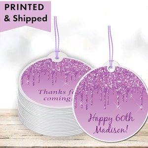 Light Purple Lavender Violet Dripping Glitter Drips Luxury  Sparkle Stylish Modern GIFT TAGS Thank You Note For Party Favor Bag Box DR07
