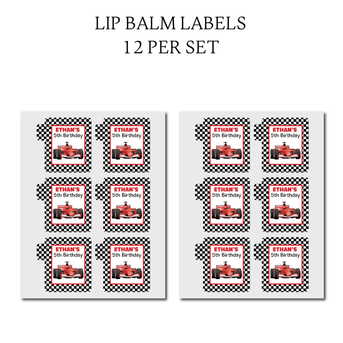 Red Race Car Checkered Flag Two Fast Racing PRINTED GLOSSY - Etsy