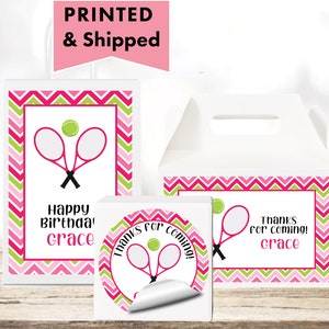 Tennis Sports Preppy Tennis Star Tennis Themed Party - PRINTED GLOSSY LABELS - For Party Favor Gift Bag Gable Box Round Square Stickers TE01
