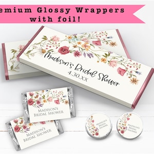 Love In Bloom Baby in Bloom Spring Floral Wildflower Meadow Garden Colorful PRINTED CANDY BAR Wrappers Chocolate Bar Kiss Stickers Labels