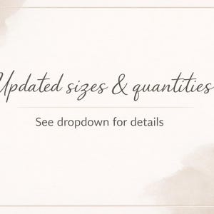 Updated sizes & quantities