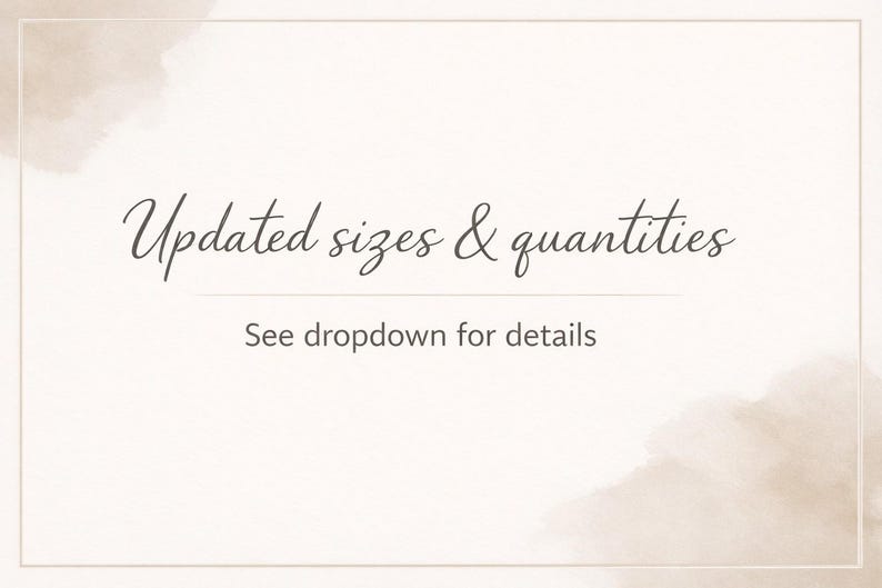 Updated sizes & quantities