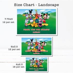 the size chart for a mickey mouse poster