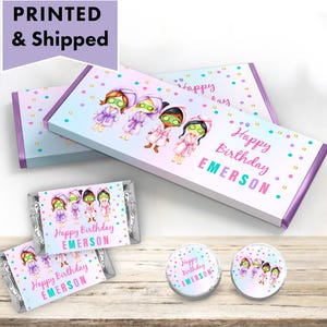 a box of personalized chocolates with a picture of the characters on it