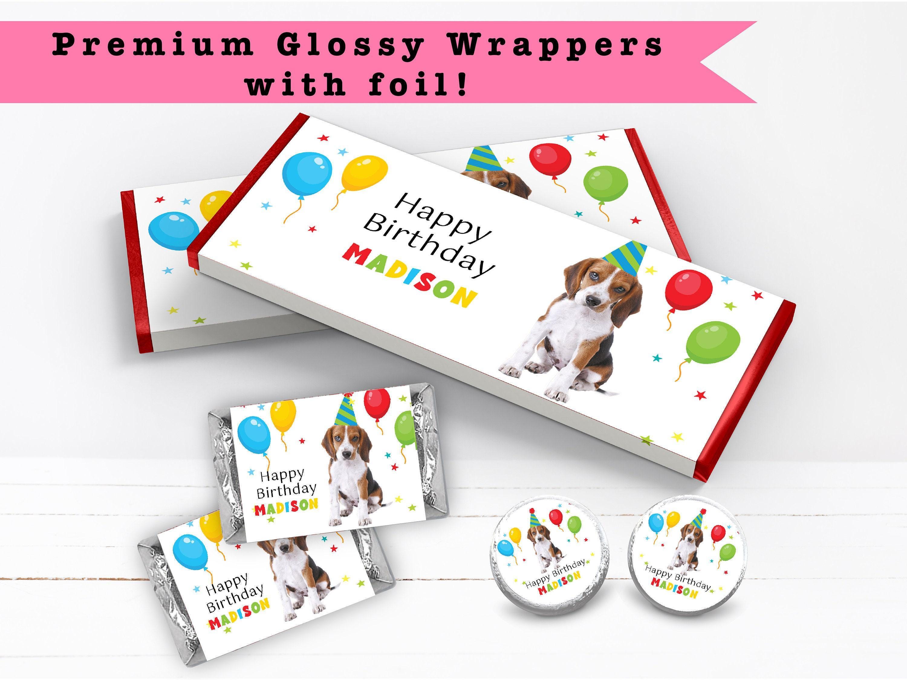 Beagle Labels Beagle in Party Hat Puppy Dog Balloons Kids Birthday Party PRINTED ...