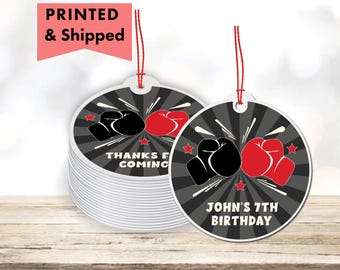 Boxing Party Theme Boxing Gloves - PRINTED GIFT TAGS - Thank You Card For Party Favor Bags or Gable Boxes BO01