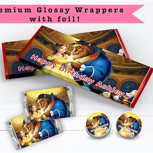Beauty and the Beast PRINTED CANDY BAR Wrappers Chocolate Bar Kiss ...