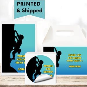 Rock Climbing Wall Climbing Let&#39;s Climb Adventure - PRINTED GLOSSY Labels - For Party Favor Gift Bag, Gable Box Round Square Stickers RO02
