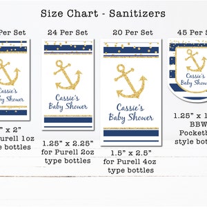 Nautical Anchor Navy Blue Stripes Gold Confetti PRINTED GLOSSY LABELS For Lip Balm Tubes or Sanitizer Bottles image 2
