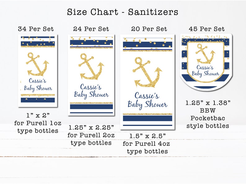 Nautical Anchor Navy Blue Stripes Gold Confetti PRINTED GLOSSY LABELS For Lip Balm Tubes or Sanitizer Bottles image 2