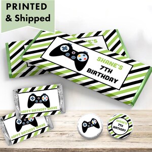 Game On, Level Up, Video Game Zone Truck Game Controller - PRINTED Hershey Chocolate Bar Wrappers Mini Candy Labels Kiss Stickers VI04