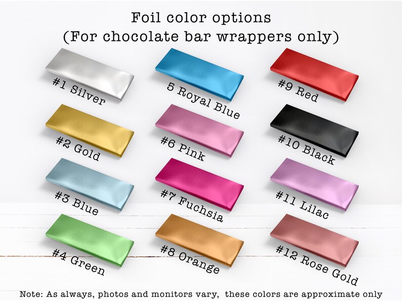 a bunch of different colors of chocolate bar wrappers