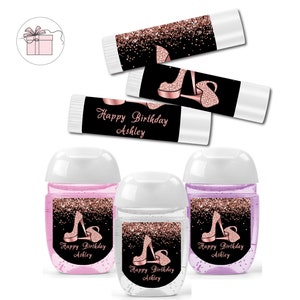 High Heels Stepping Into Elegant Rose Gold Glitter Woman Shoe  • MANY FLAVORS & SCENTS • Lip Balms Chap Stick or Hand Wash Best Party Favor
