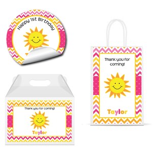 Little Sunshine A Ray Of  Sunshine Bright Colorful Summer Sun  PRINTED GLOSSY LABELS For Party Favor Gift Bag Gable Box Round Square Sticker