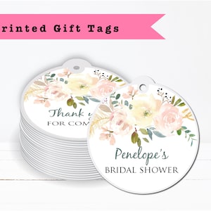 Dusty Rose Champagne Ivory Blush Floral Flowers Watercolor • Any Age Occasion - PRINTED GIFT TAGS -Thank You Card Party Favor Bag Gable Box