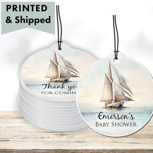 Sailboat Nautical Elegant Stylish Boat Vintage Coastal Sea Ocean  PRINTED GIFT TAGS -Thank You Note For Party Favor Bags or Gable Boxes SA04