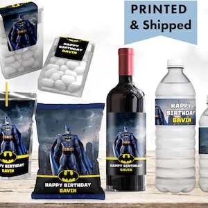 Superhero Bat Guy Party Kids Birthday Boy and Girl party Chip bag, Water Bottle, Juice Pouch or Tic Tac Labels BA34