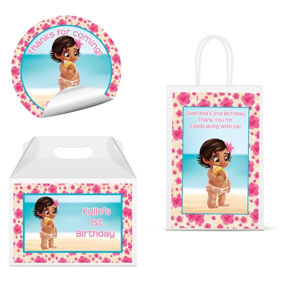 Baby Moana Etiquetas Brillantes Impresas Para Bolsas De Etsy Mexico