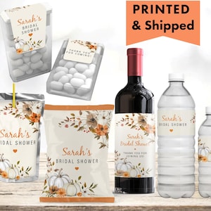 Floral Pumpkin Patch Jack-o Lantern Halloween Thanksgiving Friendsgiving Fall Chip bag Water Bottle Juice Pouch Tic Tac Wine Champagne Label