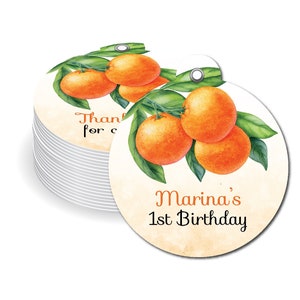 Little Cutie Clementine Orange Citrus  - PRINTED GIFT TAGS - Thank You Card For Party Favor Bags or Gable Boxes