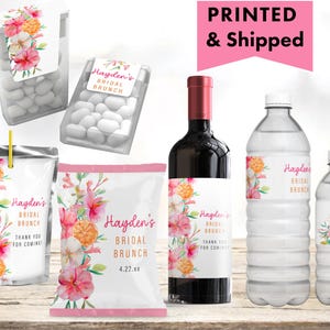 Citrus Lemon Bridal Brunch Shower Bright Floral Mediterranean Lemon Orange Chip bag, Water Bottle, Juice Pouch Tic Tac Wine Champagne Labels